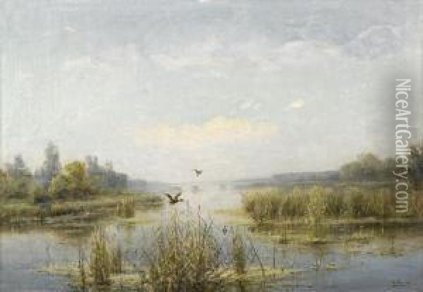 Landscape With A Lake Oil Painting - Karl Rosen