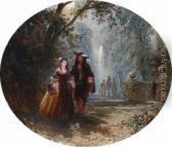 A Moonlit Stroll Oil Painting - John Edmund Buckley