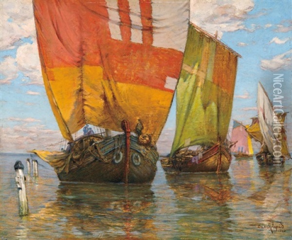 Sailors Oil Painting - Arpad Basch