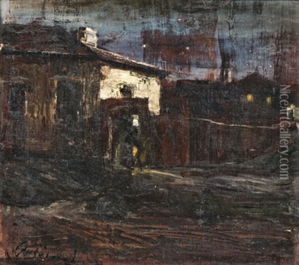 Varosreszlet Oil Painting - Lajos Gulacsy