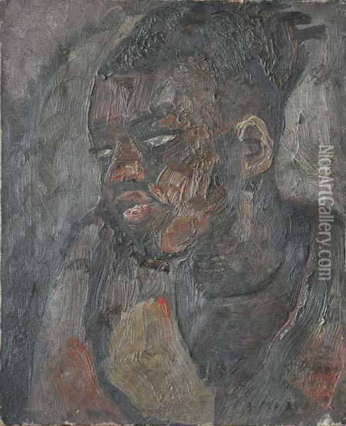 Visage Africain Oil Painting - Jacques Gotko