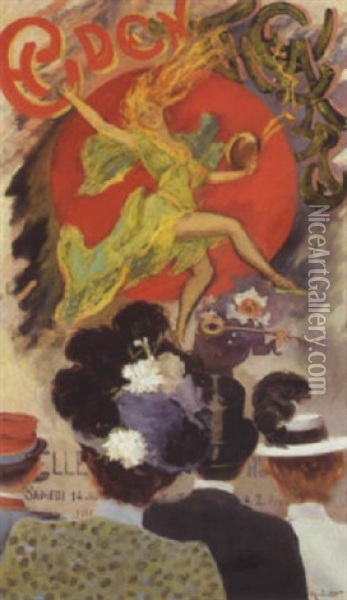 Avant Premiere A L'eden Theatre Oil Painting - Josep Mirabent Gatell