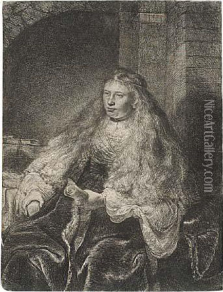 The Great Jewish Bride Oil Painting - Rembrandt Van Rijn