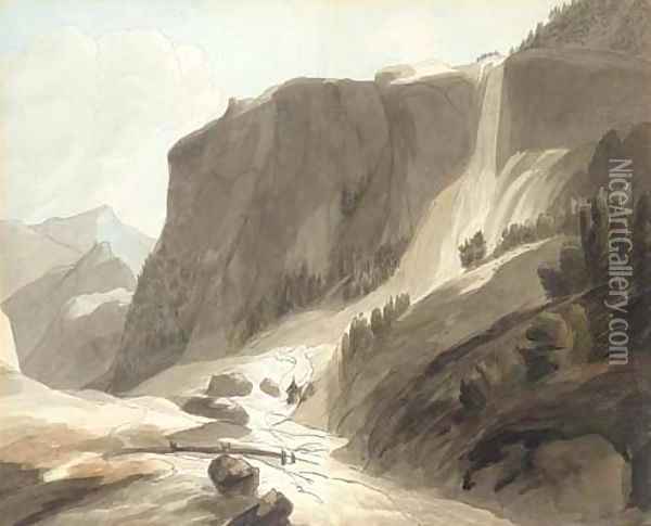 Waterfall between Chiavenna and Mount Splutgen, Switzerland Oil Painting - Francis Towne