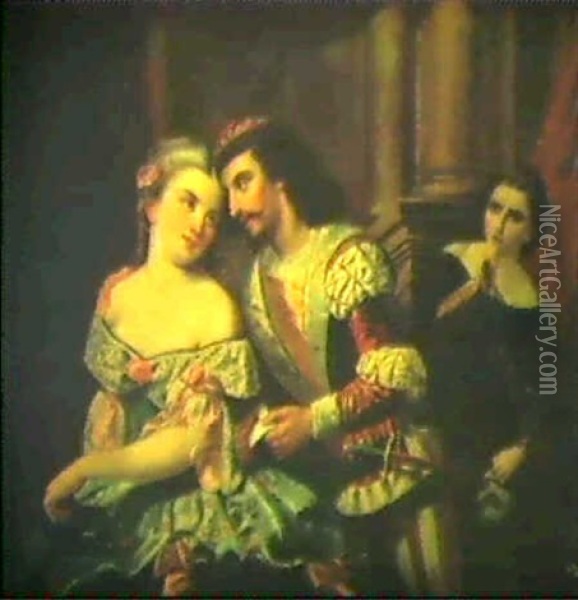 Der Verbotene Liebesbrief Oil Painting - Giulio Carlini