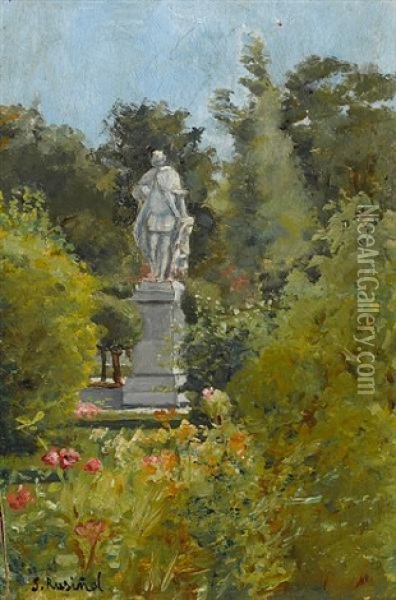 A Spanish Garden Oil Painting - Santiago Rusinol