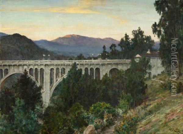 View Of The Colorado Street Bridge Oil Painting - Howard Russell Butler