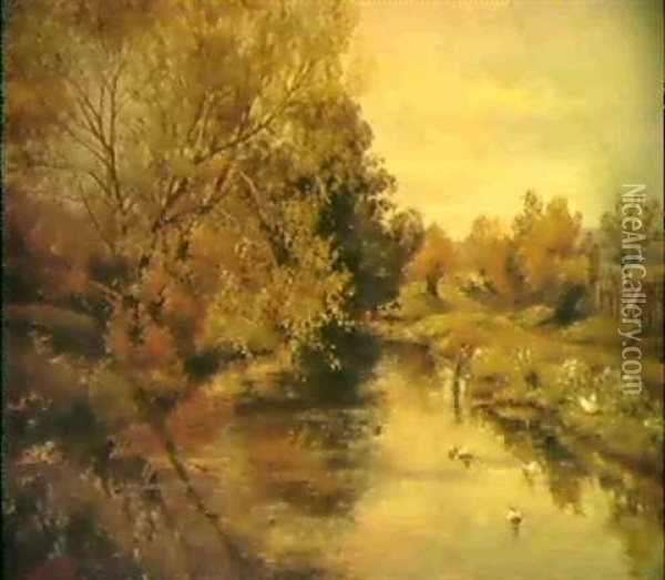 Der Ententeich Oil Painting - Hugo Darnaut