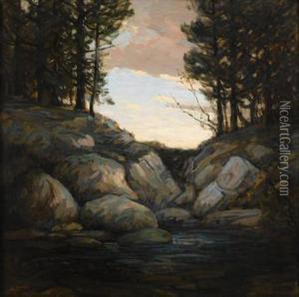 Stream At Sunset Oil Painting - Walter Koeniger