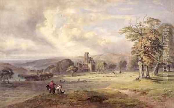 View of Kirkstall Abbey Leeds Oil Painting - George Arthur Fripp