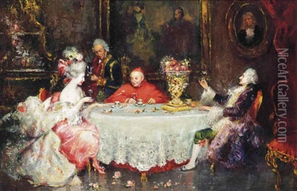 An Evening With The Cardinal Oil Painting - Juan Pablo Salinas