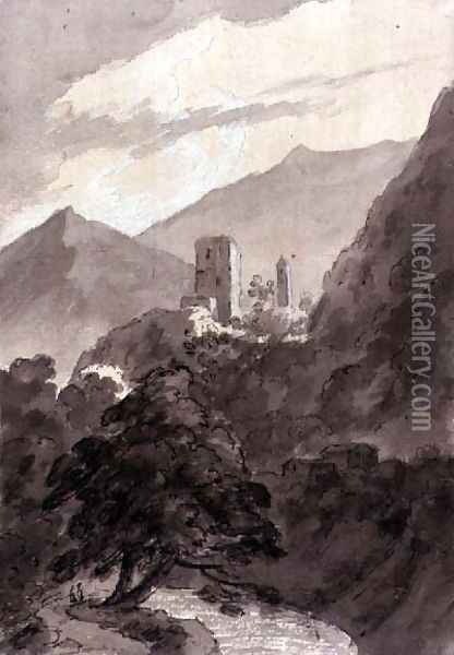 In the Grisons Oil Painting - John Robert Cozens
