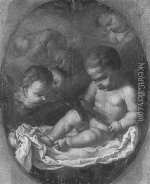 Le Christ Enfant Et La Croix Oil Painting - Gerard Douffet