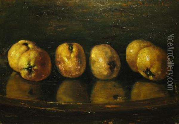 Masa Cu Gutui Oil Painting - Octav Bancila