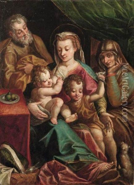 Sacra Famiglia E San Giovannino Oil Painting - Giovanni Francesco Bezzi