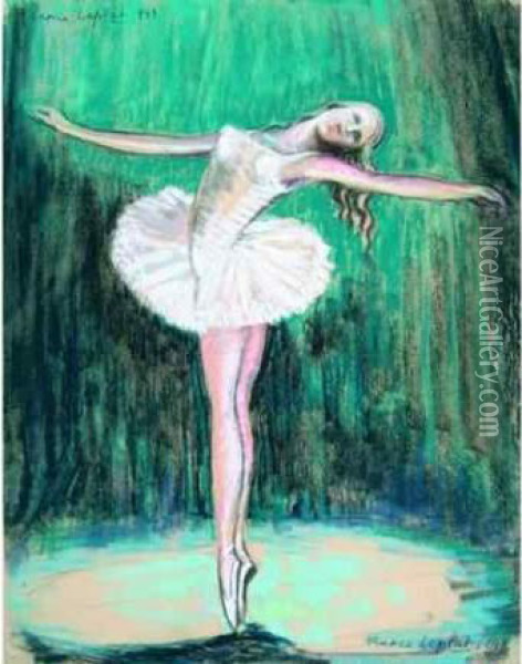 La Danseuse Du Lac Des Cygnes. Oil Painting - France Leplat