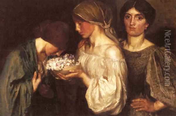 The Fragrant Posy Oil Painting - Robert Anning Bell