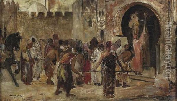 Orientalische Szene Mit Sklavenhandlern. Oil Painting - Gyula Tornai