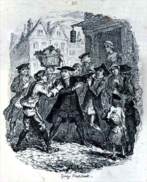 The Doctor seizing Lawyer Murphy Oil Painting - George Cruikshank I