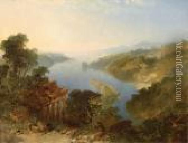 An Italianate Lake Landscape Oil Painting - Edmund John Niemann, Snr.