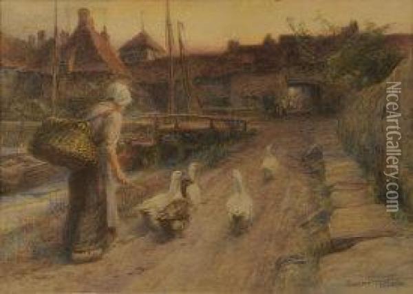 The Goose Girl Oil Painting - William Gilbert Foster