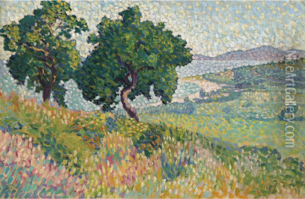 La Baie De Saint Clair Oil Painting - Henri Edmond Cross