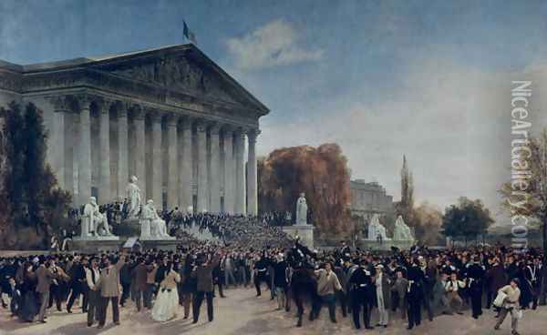 The Palais du Corps Legislatif after the Last Sitting on 4th September 1870 Oil Painting - Jacques Guiaud