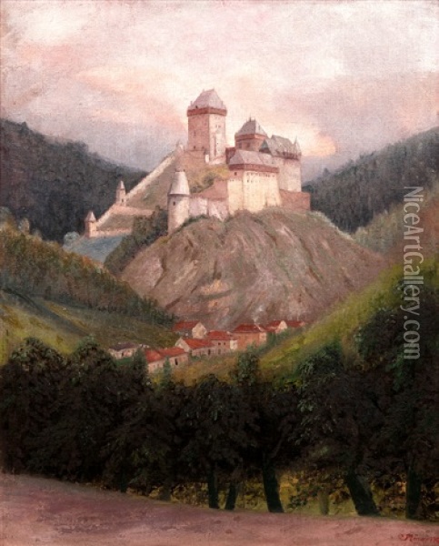 Karlstejn Oil Painting - Jan B. Minarik