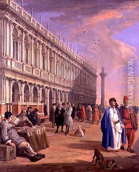 Venice- The Piazzetta with Figures Oil Painting - Luca Carlevaris