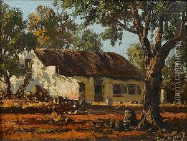 A Cape Cottage Oil Painting - Tinus De Jong