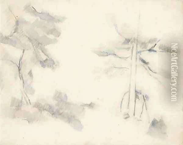 Deux arbres Oil Painting - Paul Cezanne
