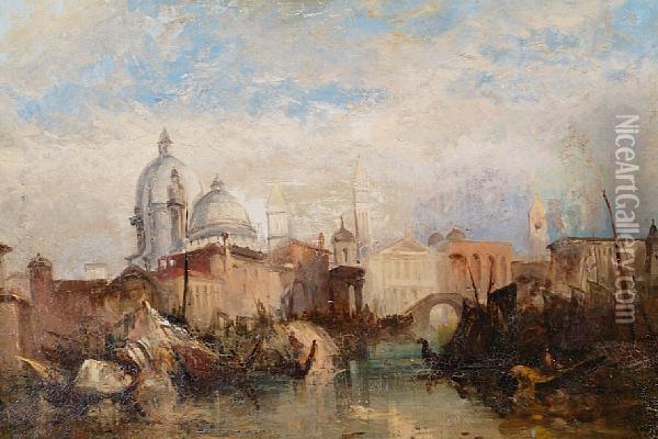 On The Grand Canal, Venice Oil Painting - Edward Pritchett