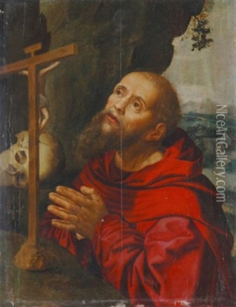 St. Jerome In Prayer Oil Painting - Quentin Massys the Elder