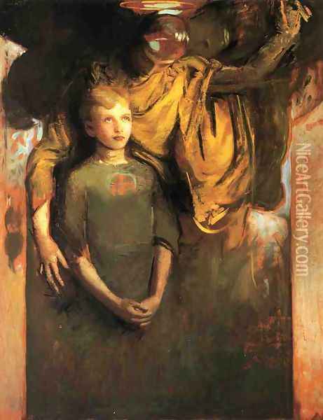 Boy and Angel Oil Painting - Abbott Handerson Thayer