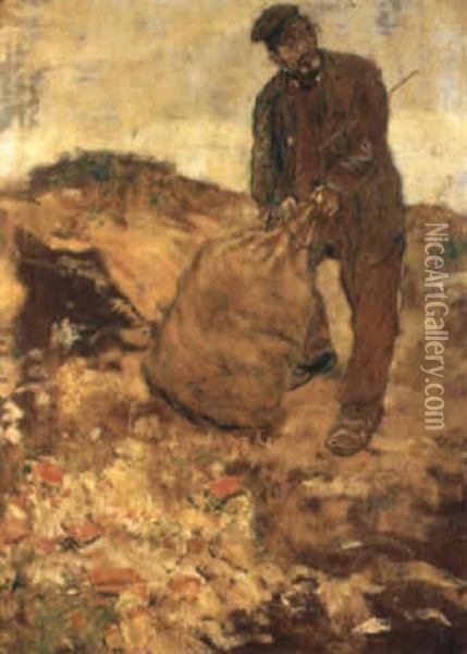A Man Holding A Bag Oil Painting - Jean Francois Raffaelli