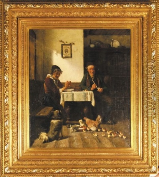 Staruszkowie Przy Stole Oil Painting - Hermann Plathner