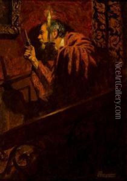 Man On Stairway Oil Painting - John Byam Liston Shaw