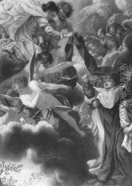 Der Heilige Antonius Von Padua Empfangt Das Christuskind Oil Painting - Pietro (Libertino) Liberi