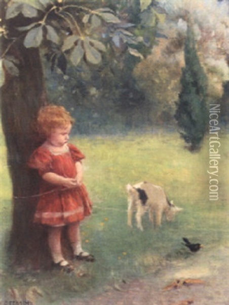 Die Kleine Ziegenhirtin Oil Painting - Carl Froeschl