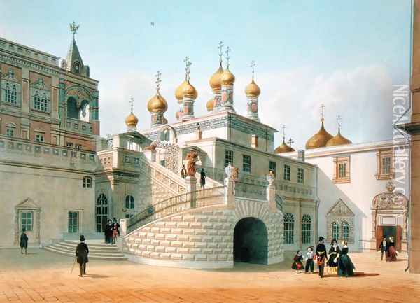 View of the Boyar Palace in the Moscow Kremlin 1840s Oil Painting - Felix Benoist
