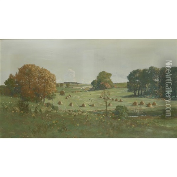 Harvest-time, Ayrshire Oil Painting - George Houston