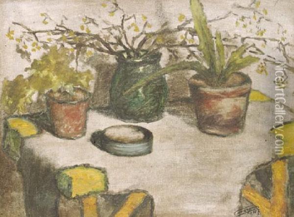 Csendelet Kaktusszal Oil Painting - Istvan Cserepes