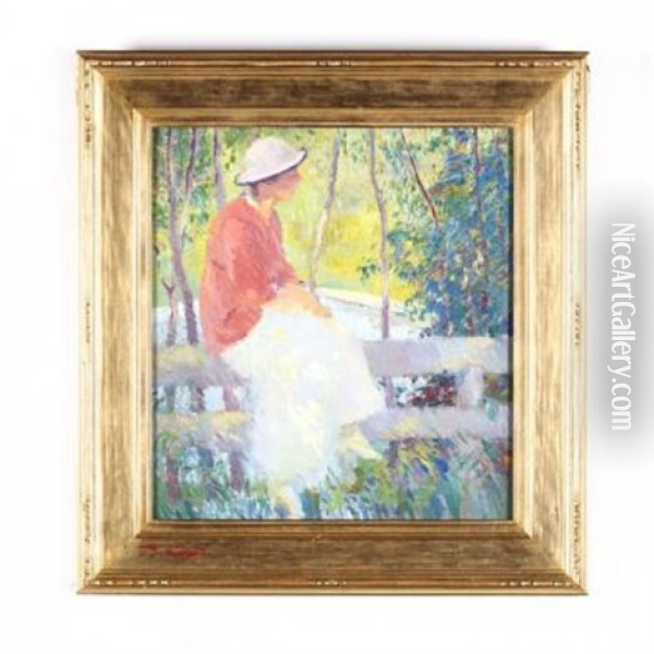 On The Fence Oil Painting - Edmund Marion Ashe