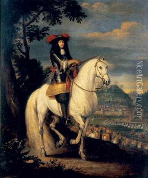 Portrait De Louis Xiv A Cheval Oil Painting - Jean-Baptiste Martin the Elder