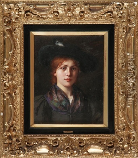 Portrait Einer Jungen Frau In Tracht Oil Painting - Emma (Edle von Seehof) Mueller
