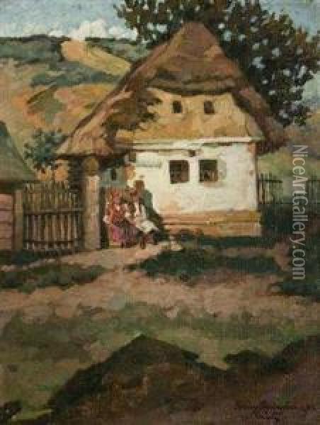 In Front Of The Cottage Oil Painting - Ferencz Pogany