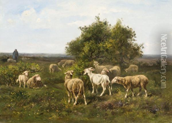 Bergere Et Son Troupeau Oil Painting - Albert Charpin