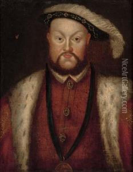 Portrait Of Henry Viii Oil Painting - Hans Holbein the Younger