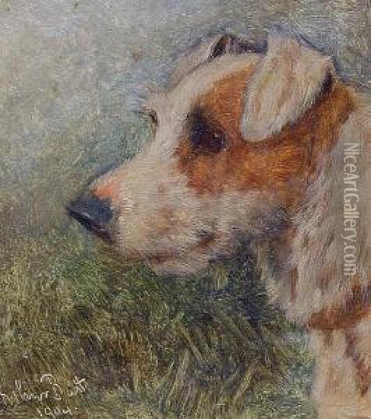 A Terrier Oil Painting - Arthur Batt