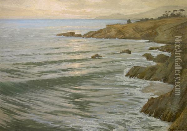 Parting Day, Arch Beach Oil Painting - Frank William Cuprien